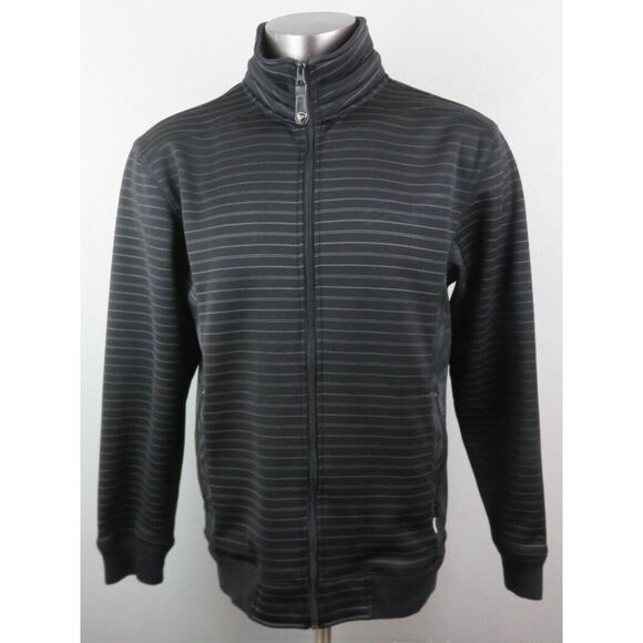 Mens Alpinestars Black Jacket Size L Full Zip Polyester Gray Striped - Picture 1 of 9